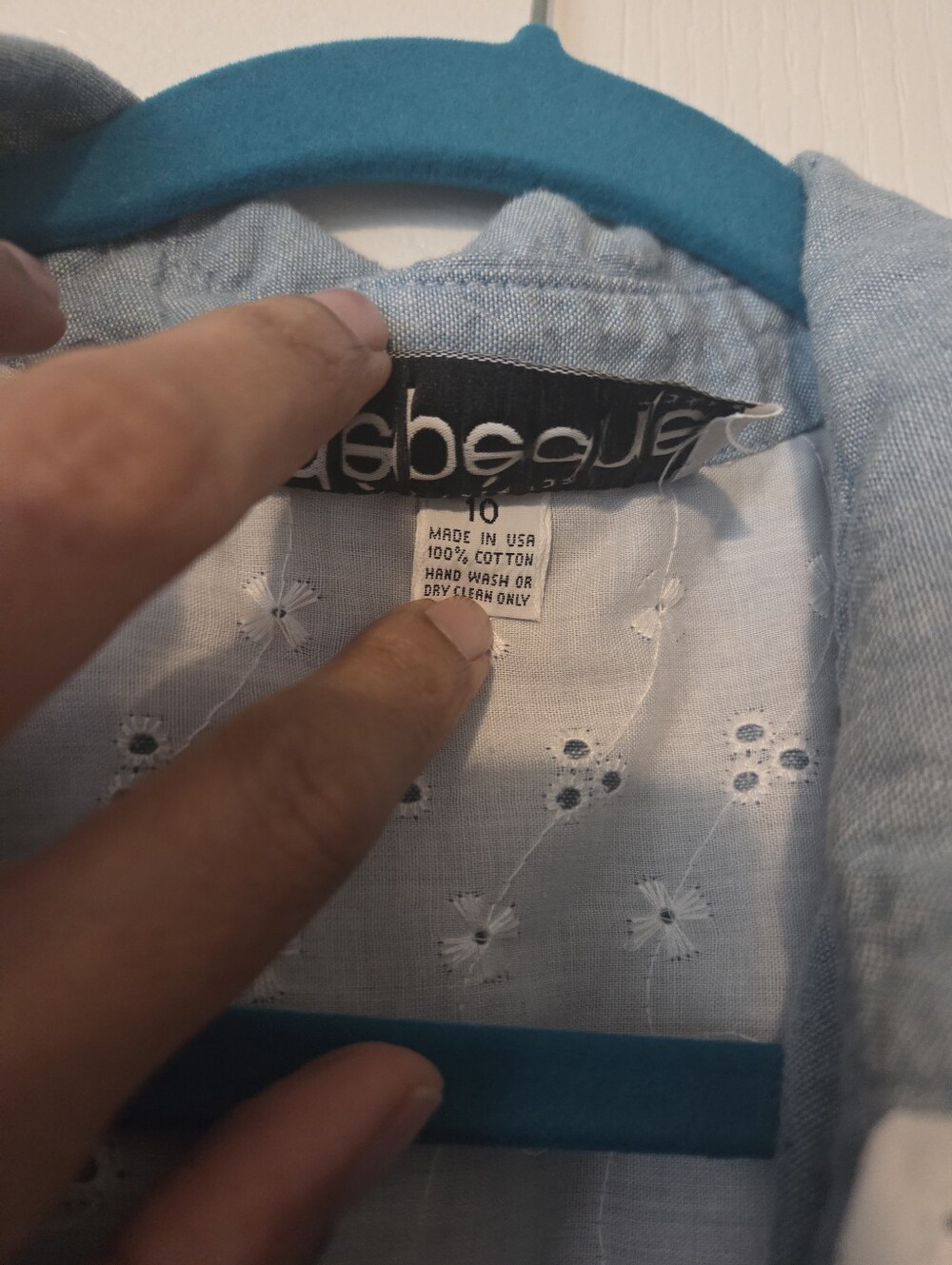Light Blue Button-Front Midi Dress with Lace Trim M - Picture 3 of 6